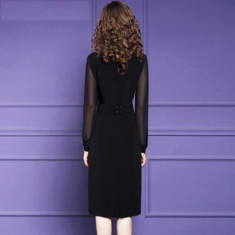 Lysandra | Robe de soirée élégante avec manches en maille et détails raffinés pour femmes
