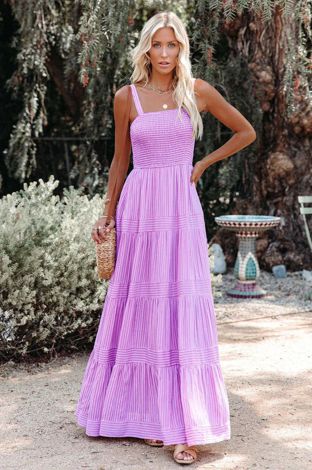 Noelia - Robe longue plissée Boho Swing