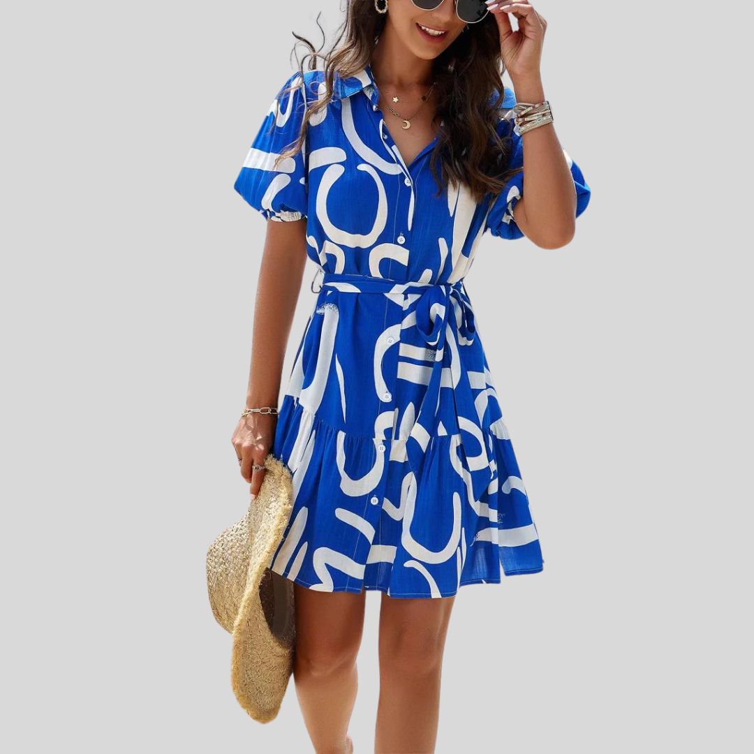Sérénité | Robe Chemise avec Imprimé Abstrait et Tissu Élégant pour Femmes