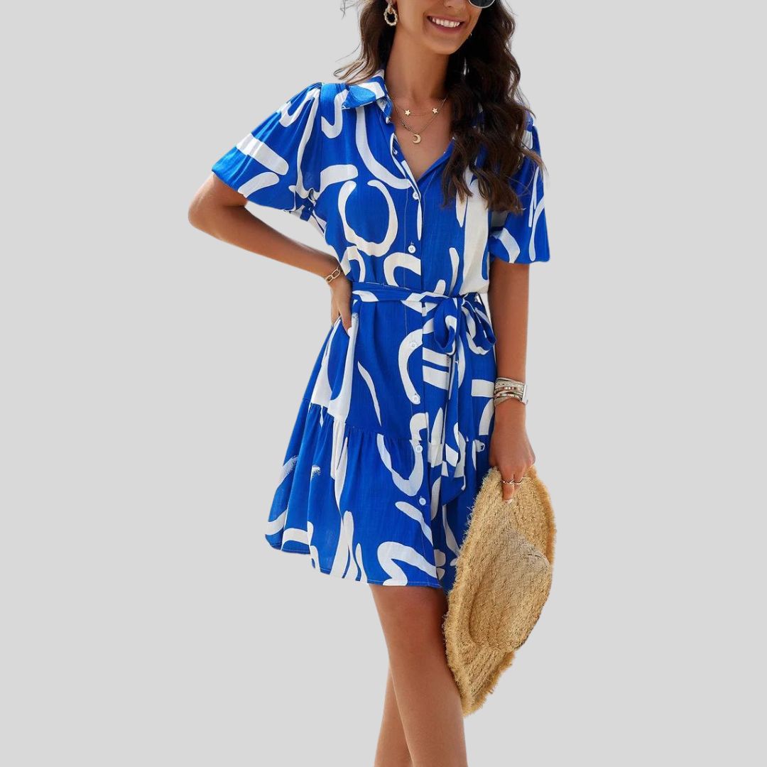 Sérénité | Robe Chemise avec Imprimé Abstrait et Tissu Élégant pour Femmes