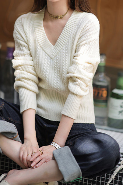 Sienna | Pull avec Imprimé Aran et Épaules Tombantes pour Femmes