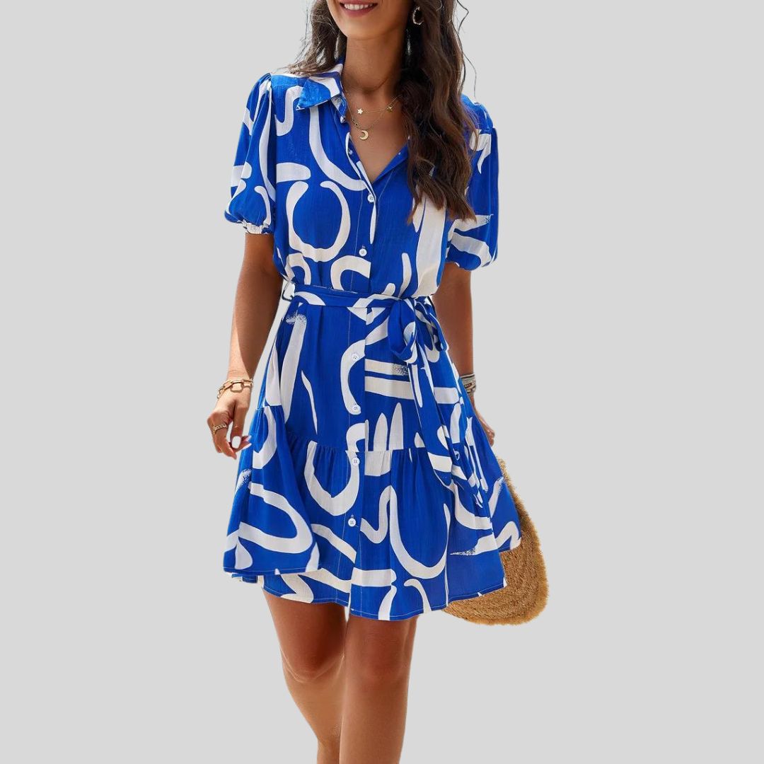 Sérénité | Robe Chemise avec Imprimé Abstrait et Tissu Élégant pour Femmes