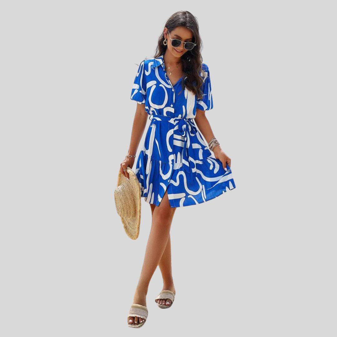 Sérénité | Robe Chemise avec Imprimé Abstrait et Tissu Élégant pour Femmes