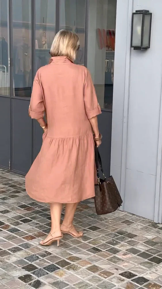Rebecca – Nouvelle robe décontractée en lin et coton pour femme