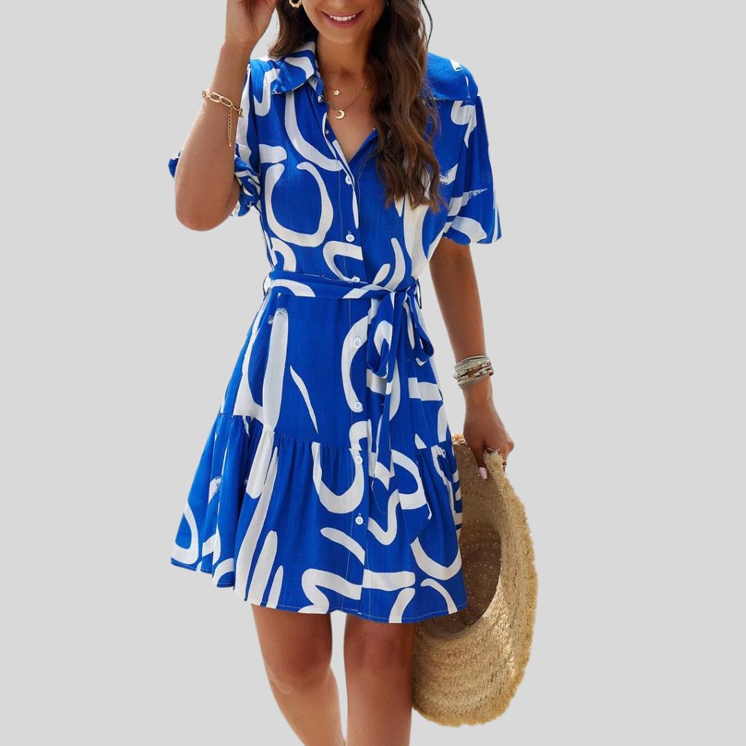Sérénité | Robe Chemise avec Imprimé Abstrait et Tissu Élégant pour Femmes