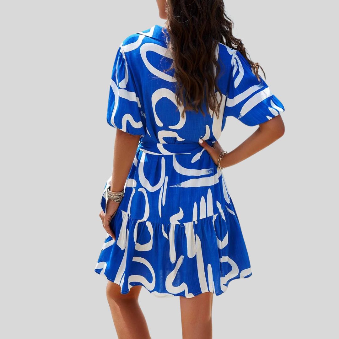 Sérénité | Robe Chemise avec Imprimé Abstrait et Tissu Élégant pour Femmes