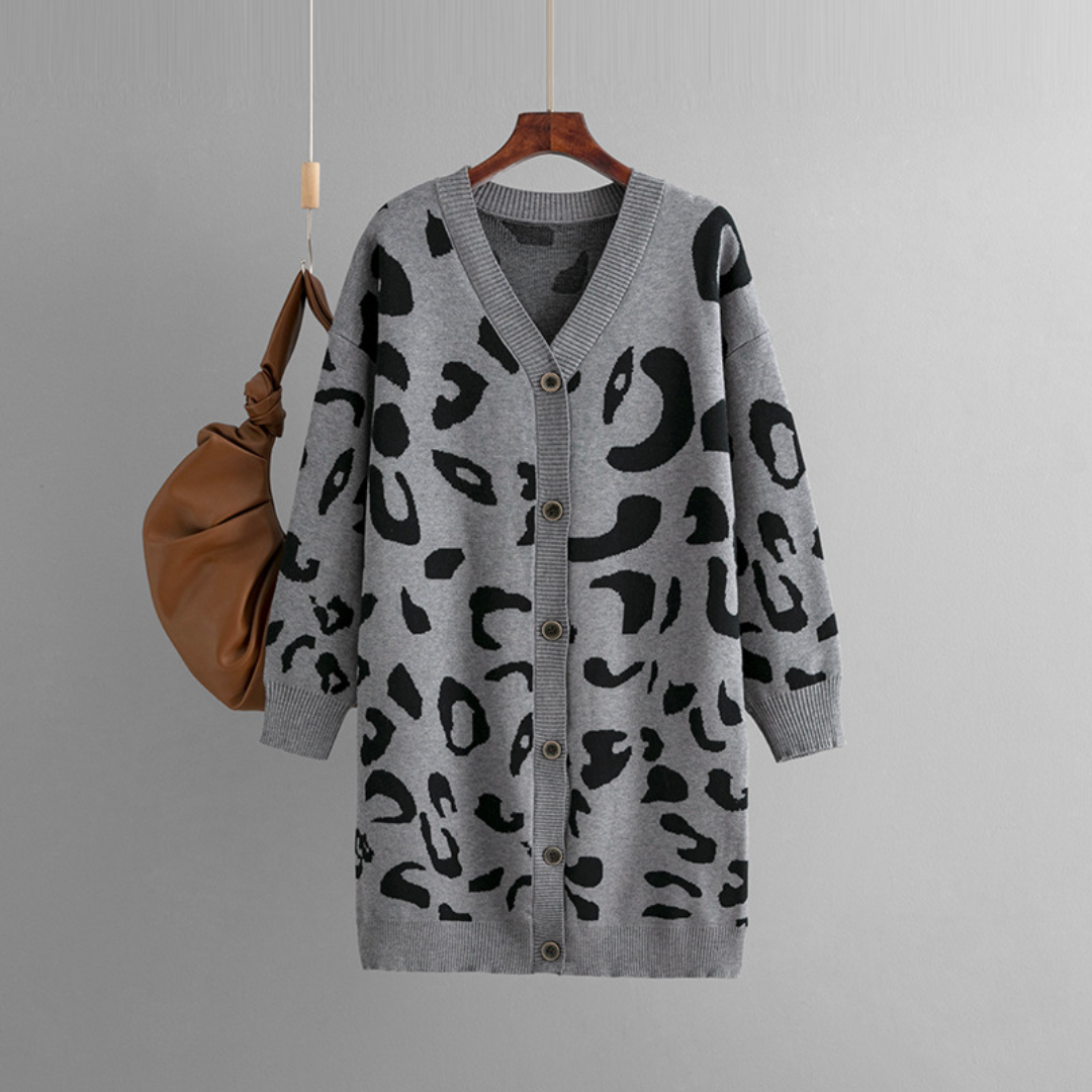 Sienna | Cardigan en Tricot Léopard avec Tissu Doux et Silhouette Flatteuse pour Femmes