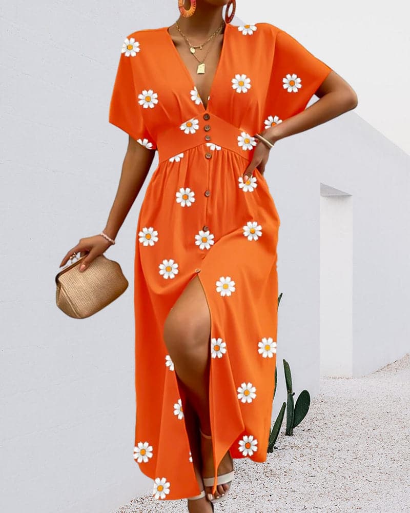 Ella - Robe fendue à imprimé floral