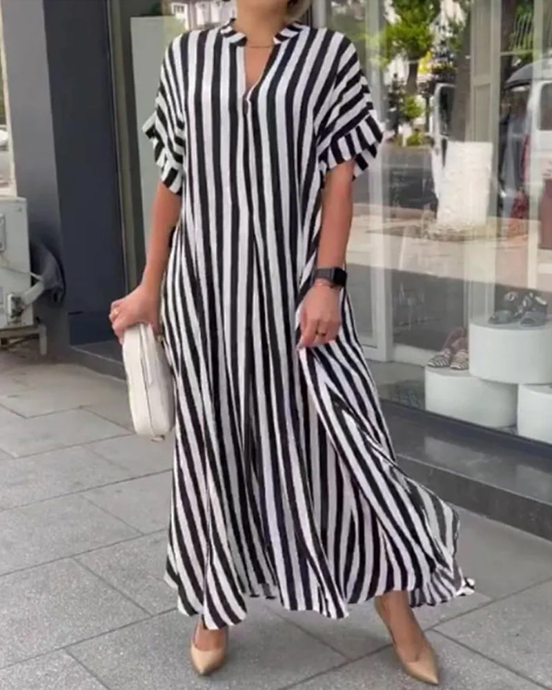 Jessica - Robe d'été à col en V et à rayures