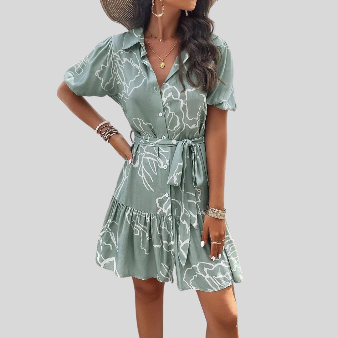 Sérénité | Robe Chemise avec Imprimé Abstrait et Tissu Élégant pour Femmes