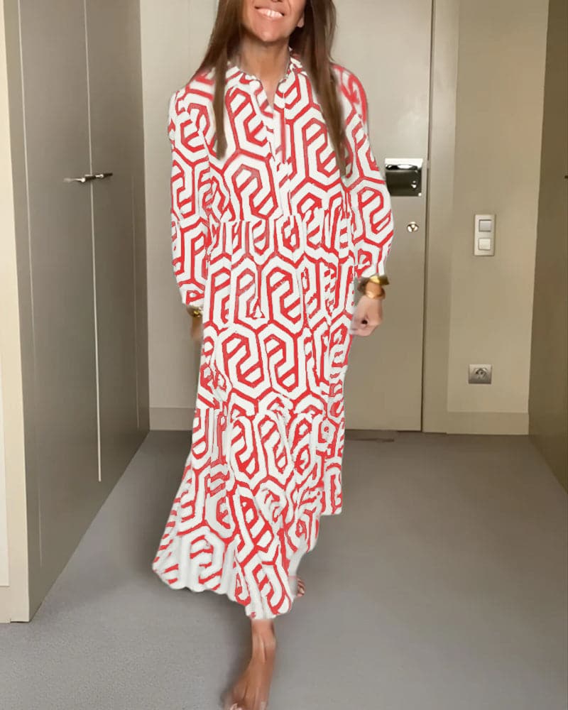 Klara - Robe longue décontractée à motif géométrique