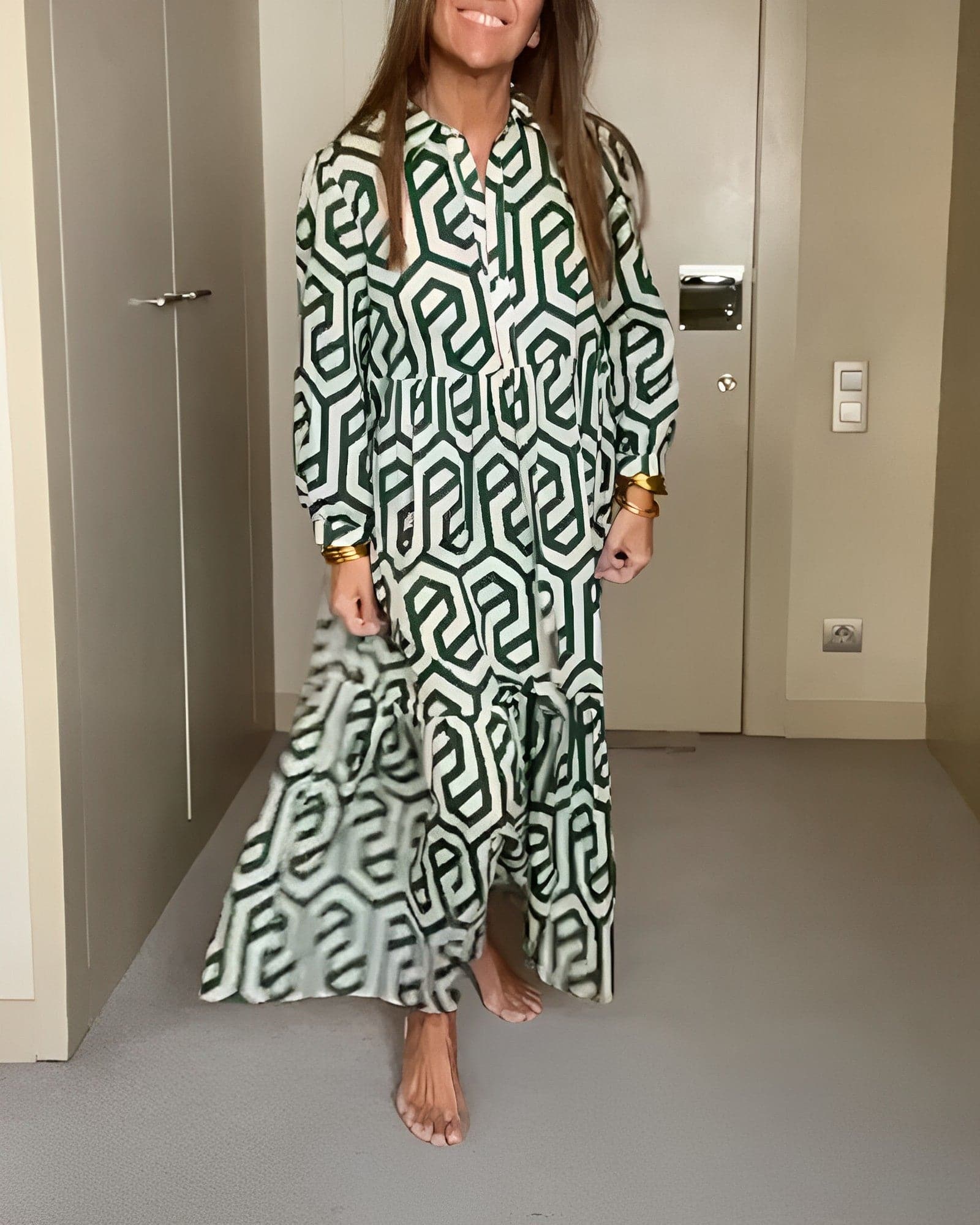 Klara - Robe longue décontractée à motif géométrique