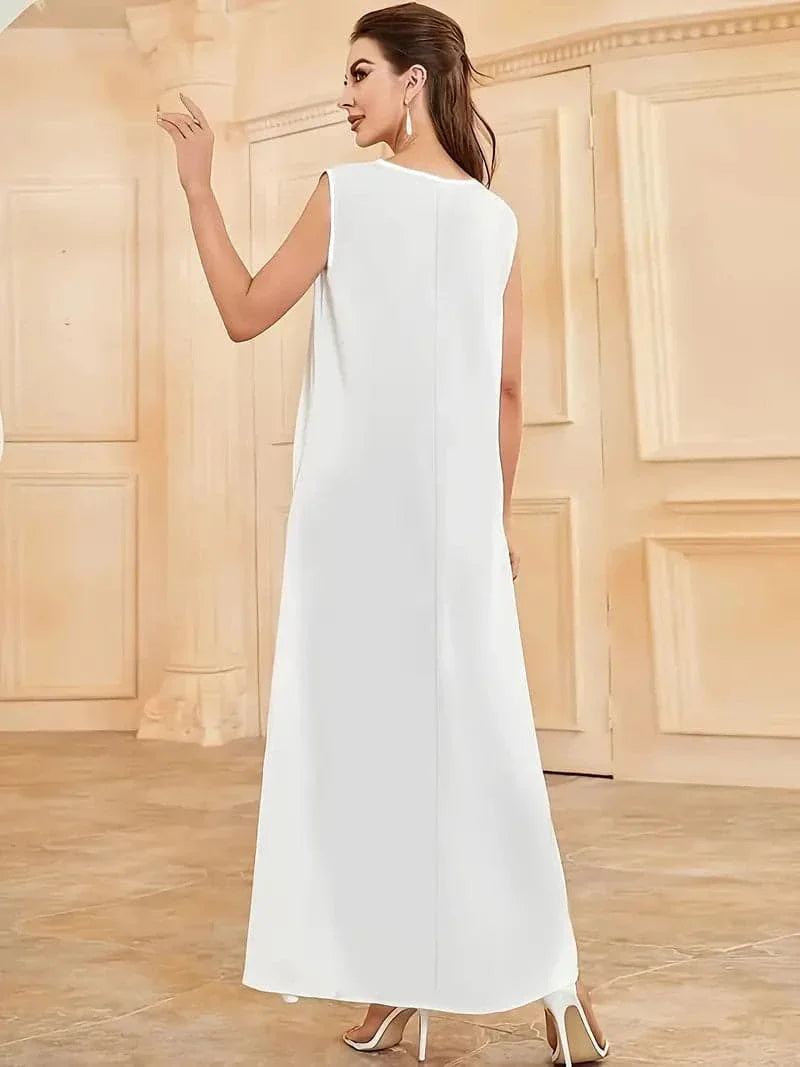 Hermine - Robe large col rond blanche