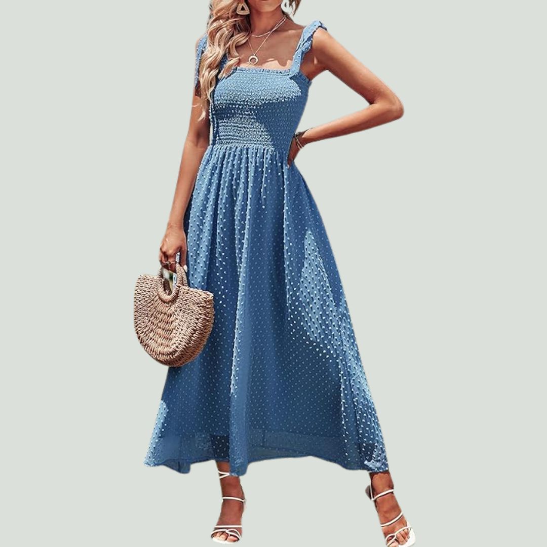 Liana | Robe Maxi Aérienne avec Motif à Pois et Coupe Confortable pour Femmes