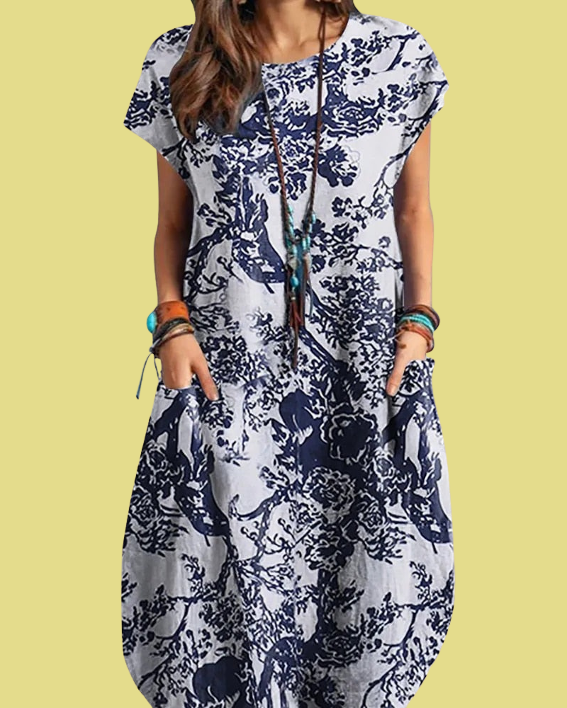 Éva - Robe midi vintage décontractée