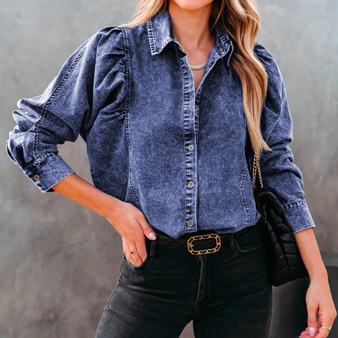 Livia | Blouse en denim avec Élégance intemporelle et Style polyvalent pour Femmes