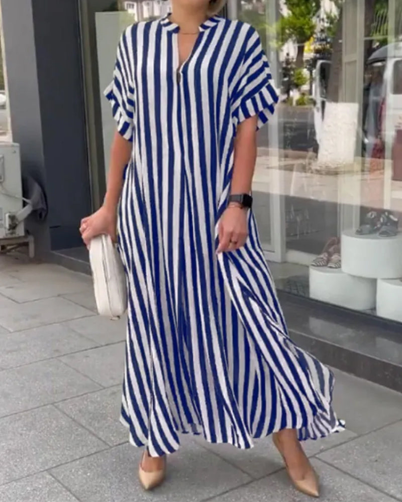 Jessica - Robe d'été à col en V et à rayures