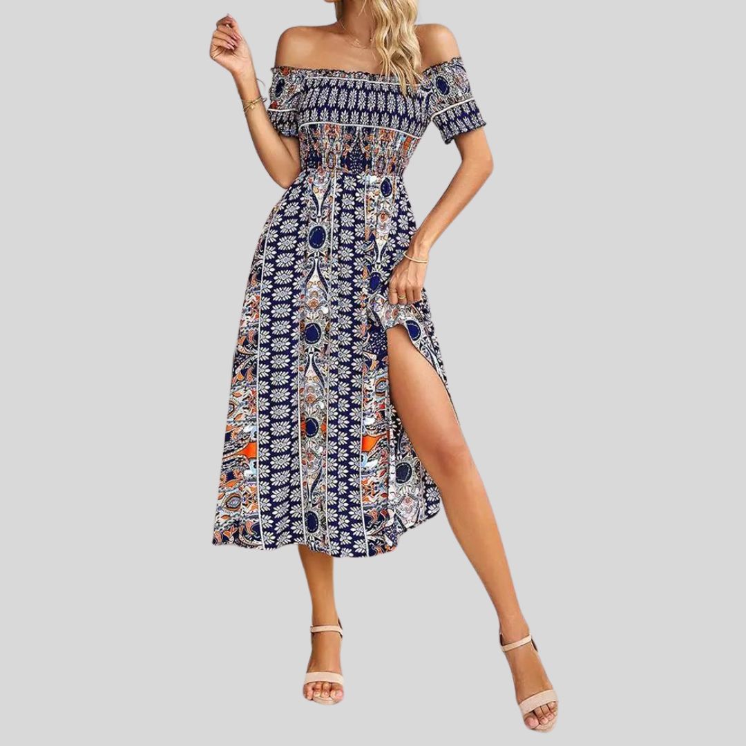 Lunaire | Robe Longue avec Épaules Dénudées et Détails Romantiques pour Femmes