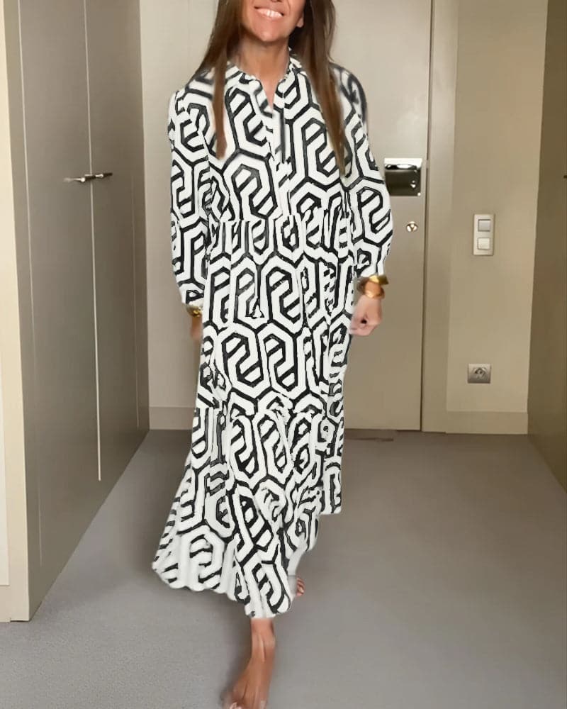 Klara - Robe longue décontractée à motif géométrique
