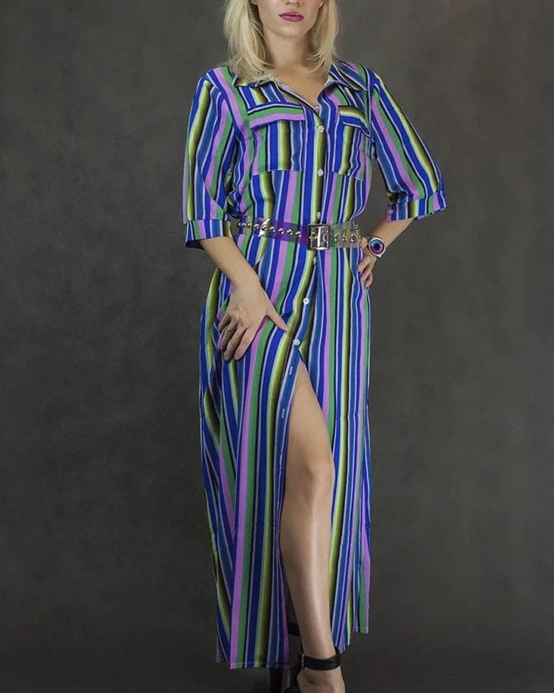 Raphaella - Robe longue rayée aux belles couleurs