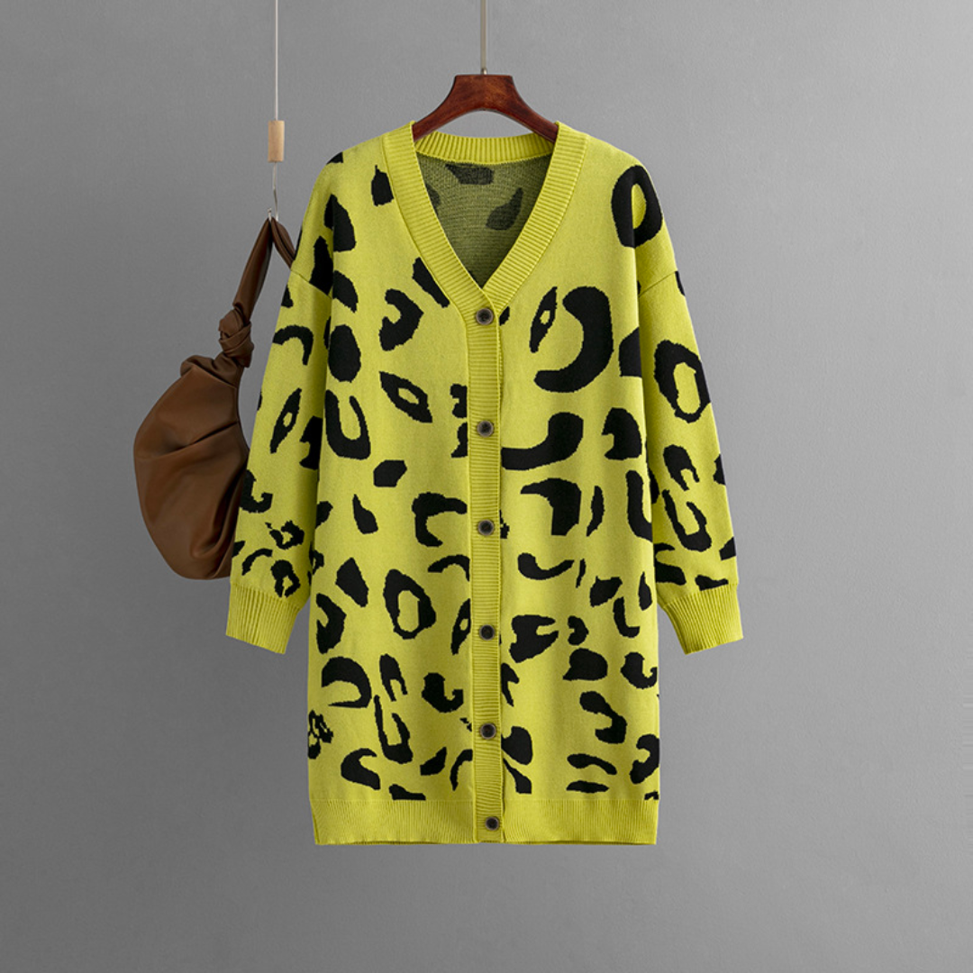 Sienna | Cardigan en Tricot Léopard avec Tissu Doux et Silhouette Flatteuse pour Femmes