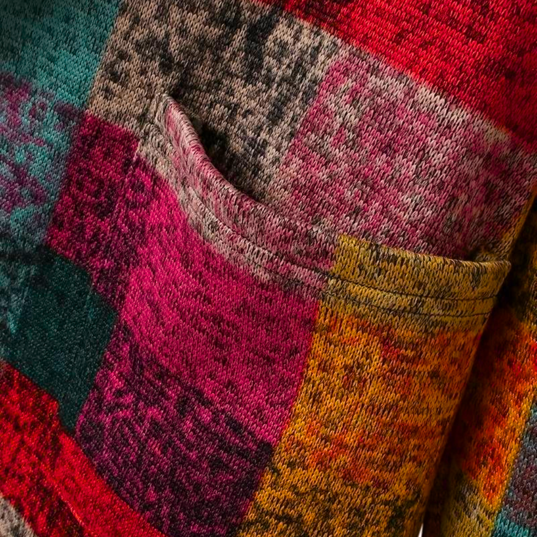 Isolde | Cardigan avec Motif Multicolore et Capuche Élégante pour Femmes