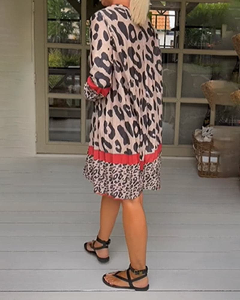 Denise - Robe color block imprimé léopard
