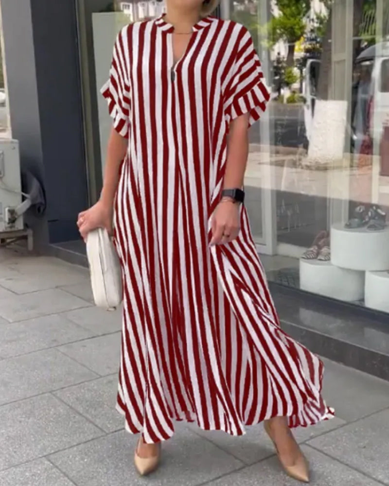 Jessica - Robe d'été à col en V et à rayures