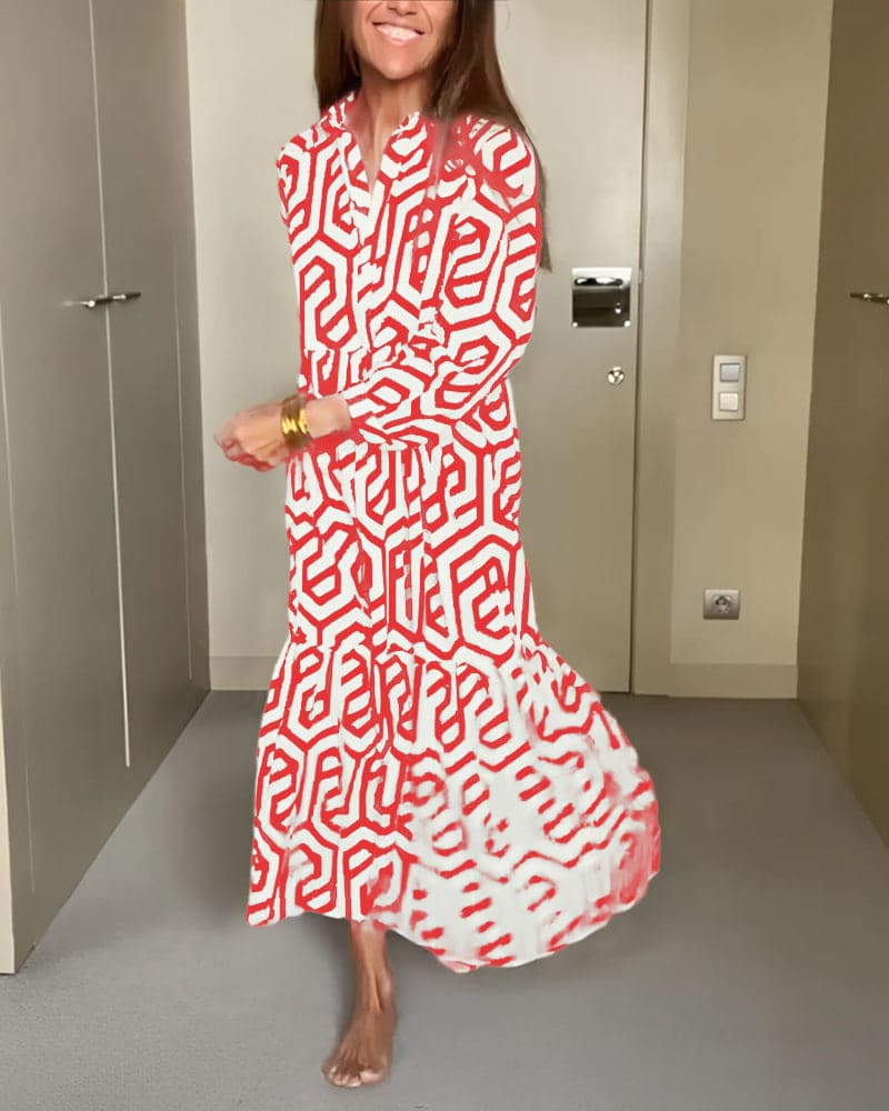 Klara - Robe longue décontractée à motif géométrique