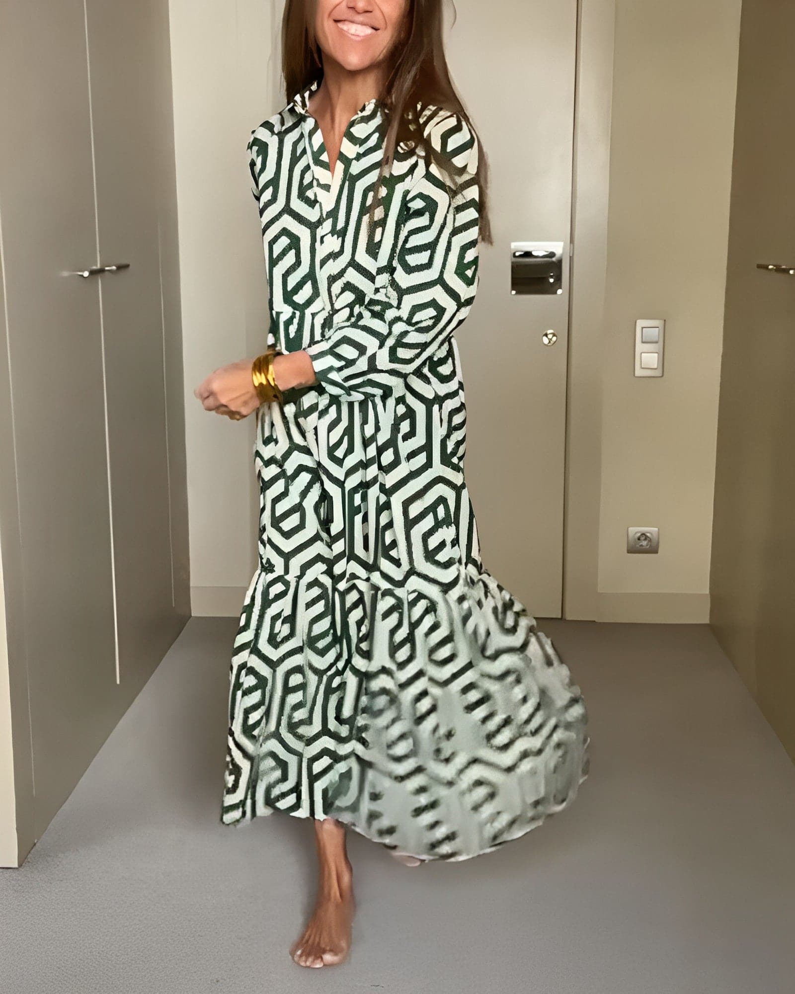 Klara - Robe longue décontractée à motif géométrique