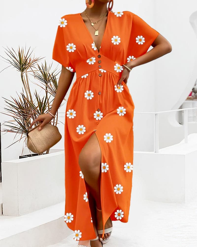 Ella - Robe fendue à imprimé floral