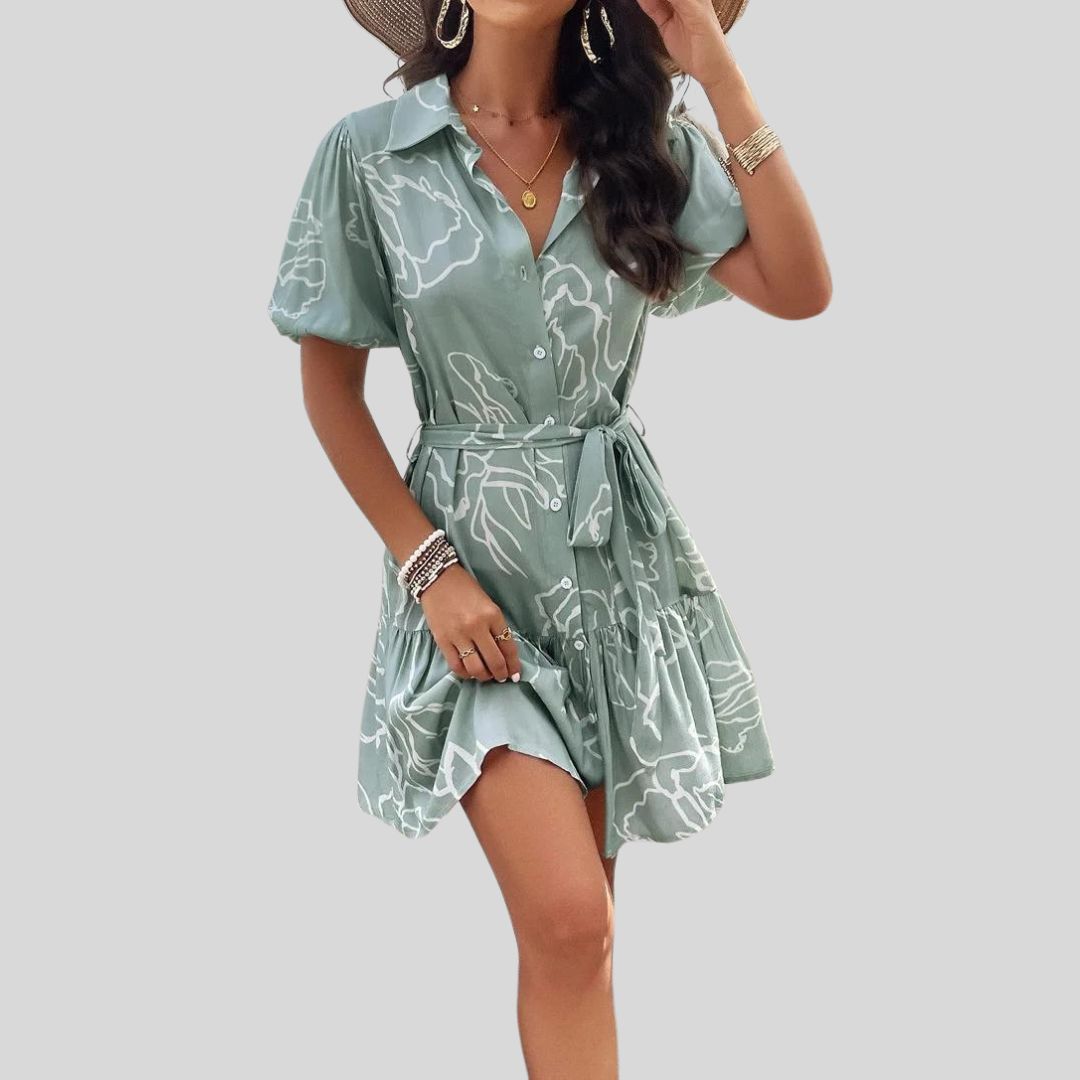 Sérénité | Robe Chemise avec Imprimé Abstrait et Tissu Élégant pour Femmes