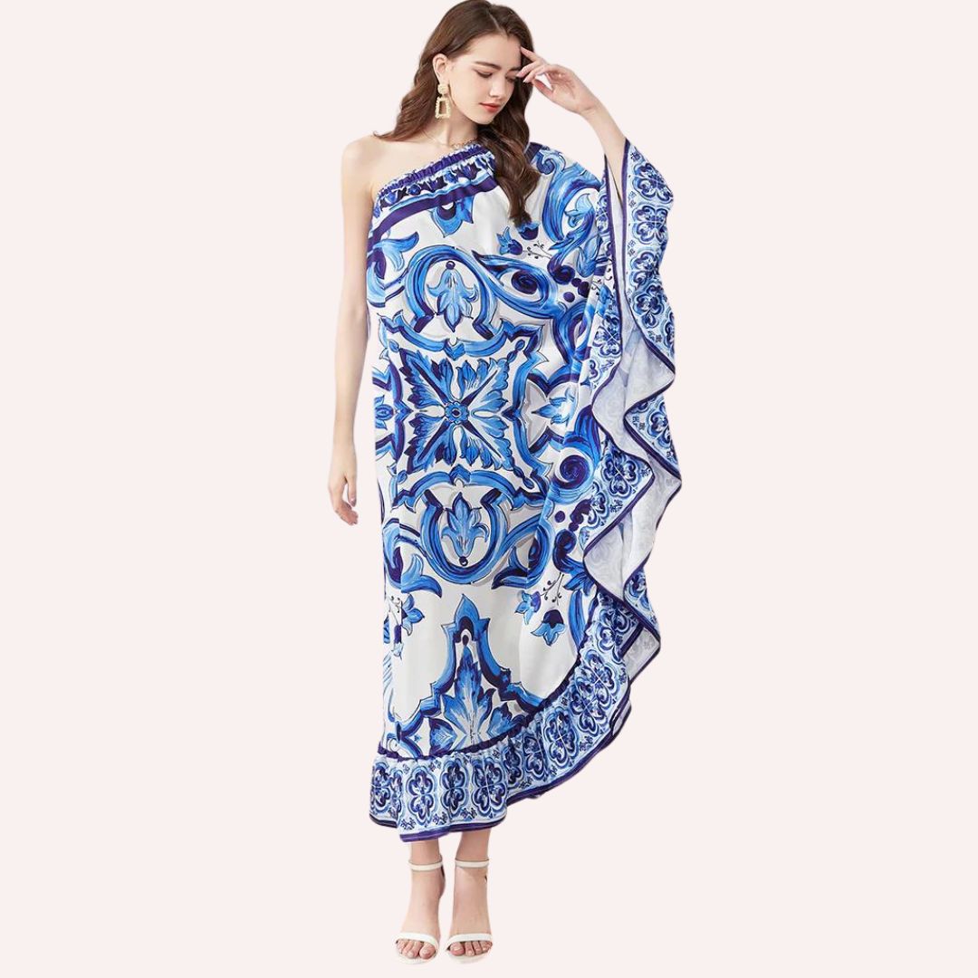 Lysandra | Robe Midi avec Imprimé Vibrant et Silhouette Élégante pour Femmes
