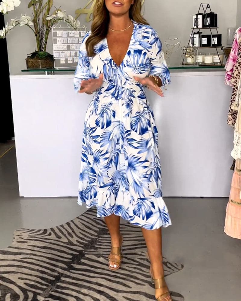 Jasmine - Robe midi tendance à motif feuilles