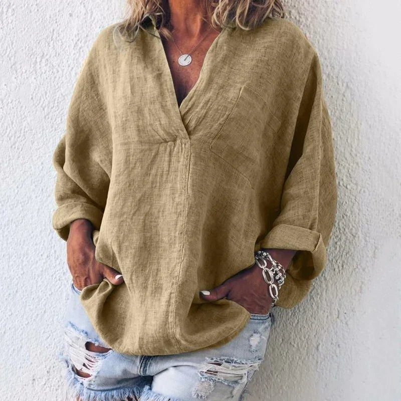 Léonie | T-shirt à manches longues avec Décolleté Élégant et Confort Optimal pour Femmes