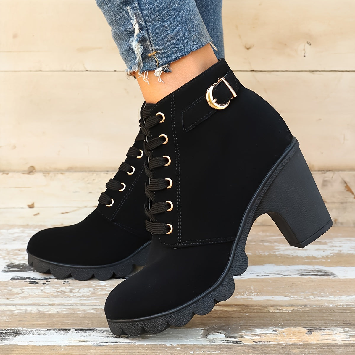 Lotte | Sleek Solid Colour Chunky Heele Boots