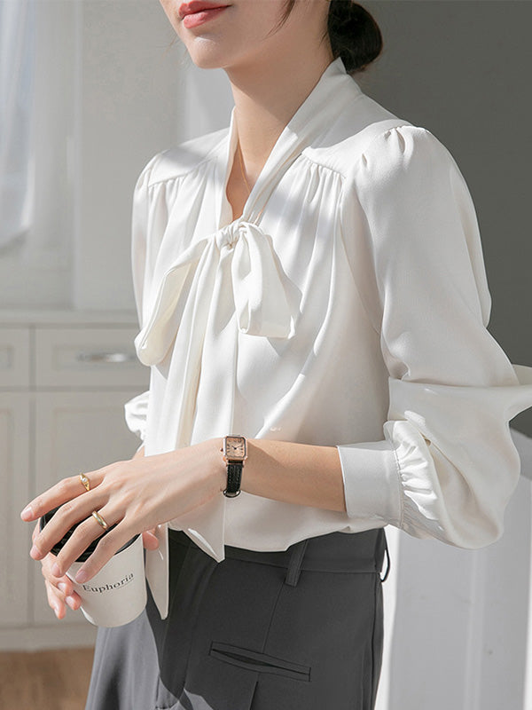 Léa | Chemise à Manches Longues avec Détail Nœud Élégant pour Femmes