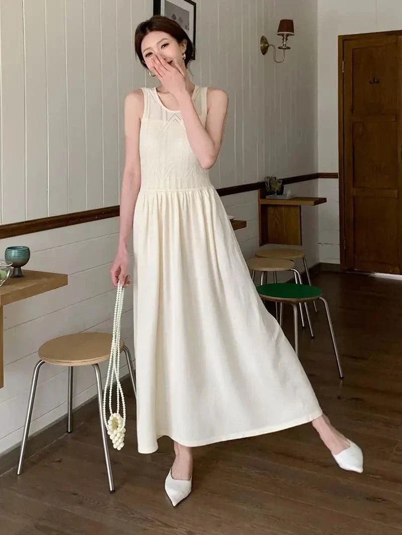 Irma - Robe large plissée blanche