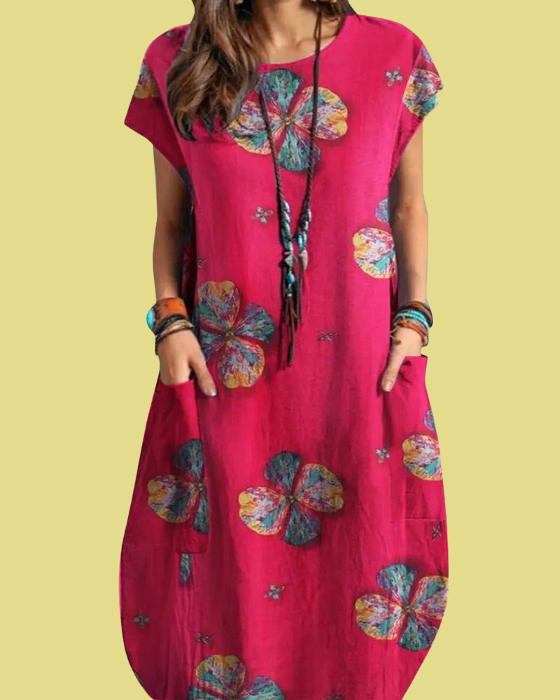 Éva - Robe midi vintage décontractée