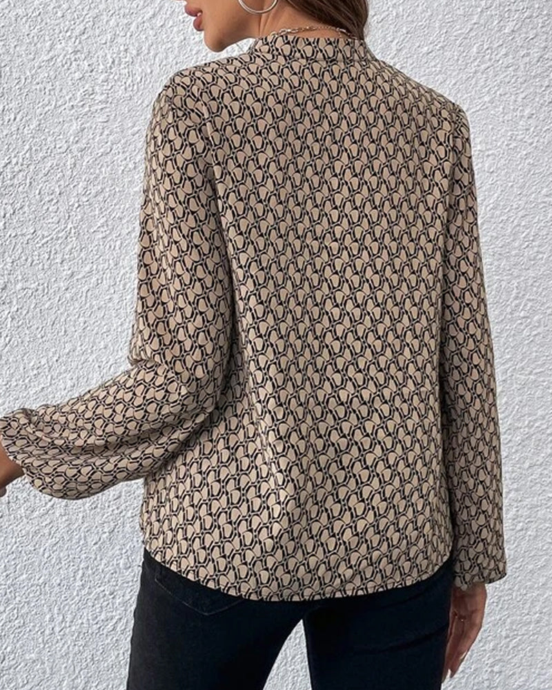 Célestine | Blouse Élégante avec Imprimé Chic et Manches Lampion pour Femmes