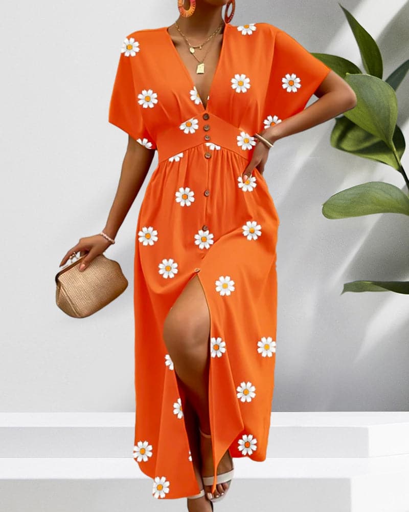 Ella - Robe fendue à imprimé floral