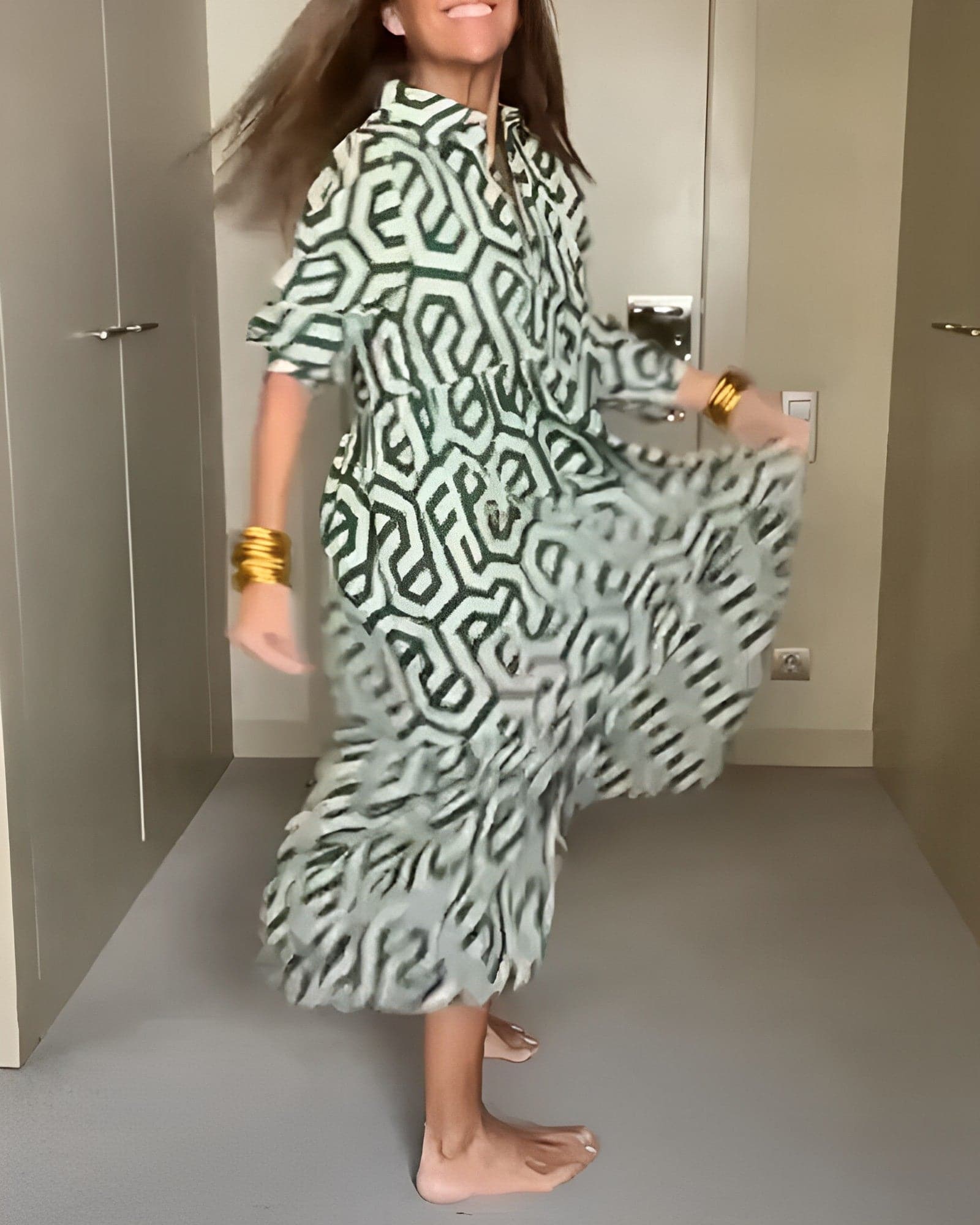 Klara - Robe longue décontractée à motif géométrique