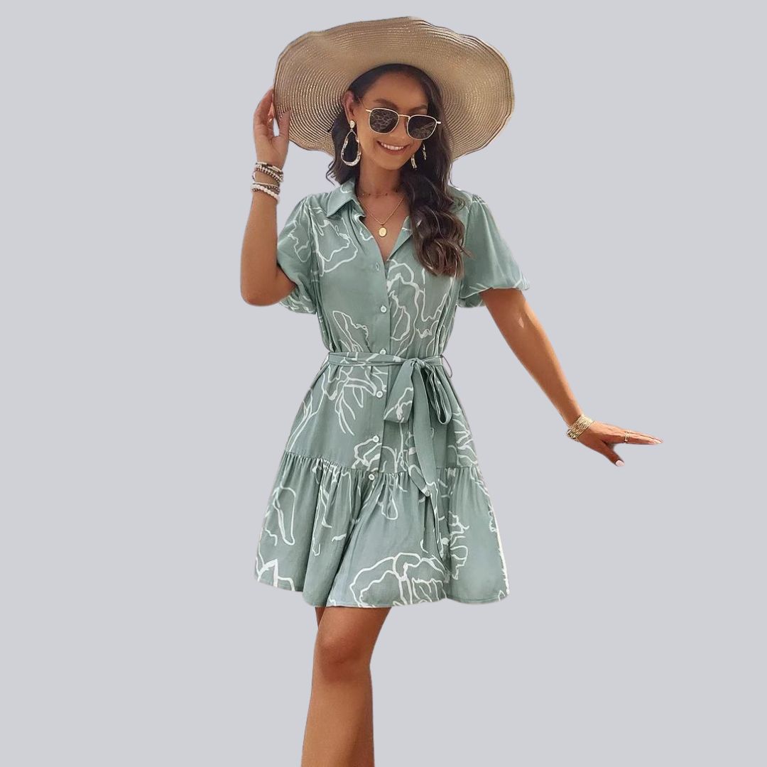 Sérénité | Robe Chemise avec Imprimé Abstrait et Tissu Élégant pour Femmes