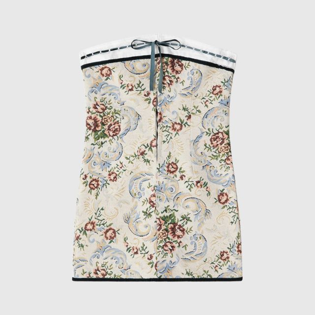 Léontine | Mini robe sans bretelles avec motifs vintage et détails raffinés pour femmes