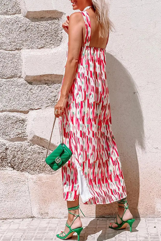 The Paxton - Robe sans manches à col licou tie dye rose