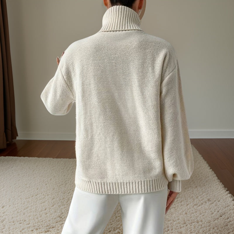 Isolde | Pull décontracté avec Manches Lanterne et Col Haut pour Femmes
