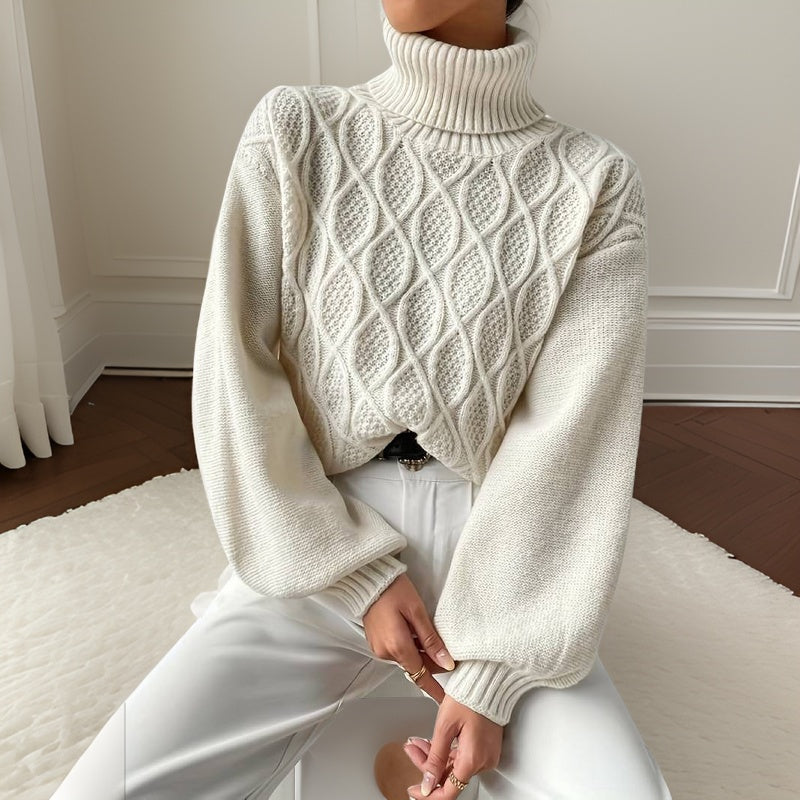 Isolde | Pull décontracté avec Manches Lanterne et Col Haut pour Femmes