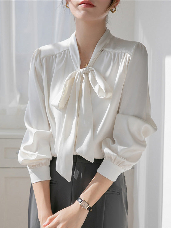 Léa | Chemise à Manches Longues avec Détail Nœud Élégant pour Femmes