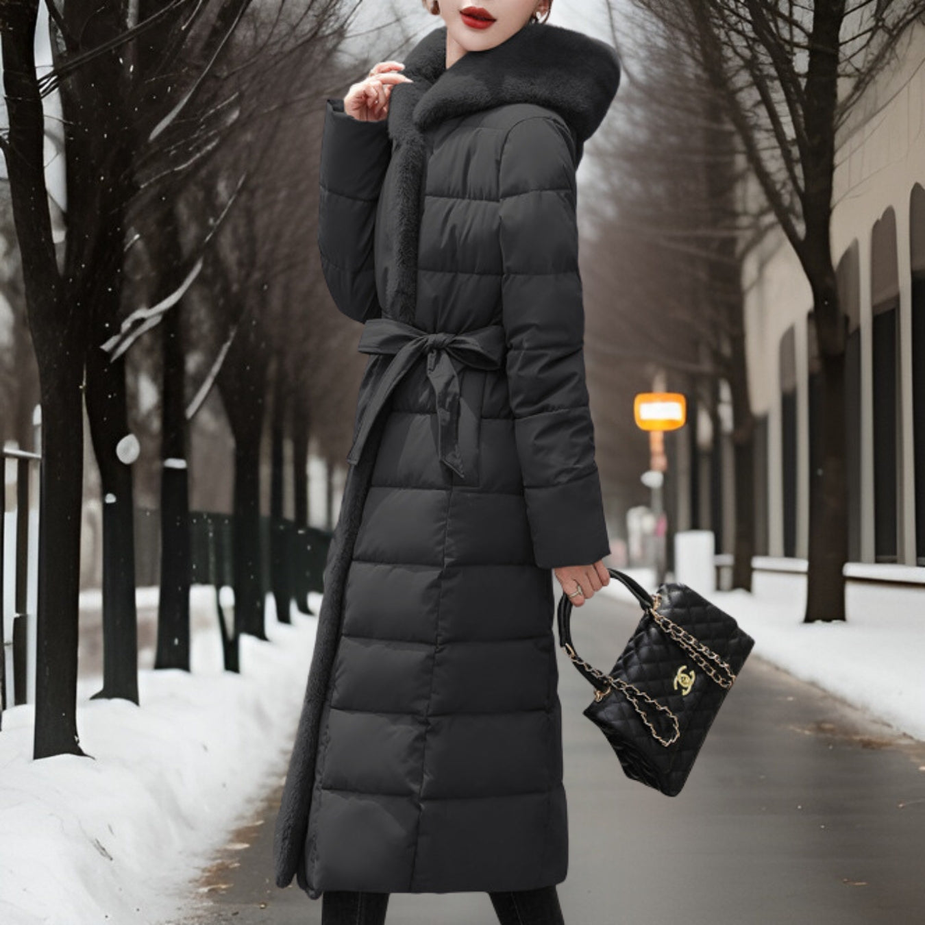 Sélène | Manteau avec Patchwork de Fourrure et Ajustement Confortable pour Femmes
