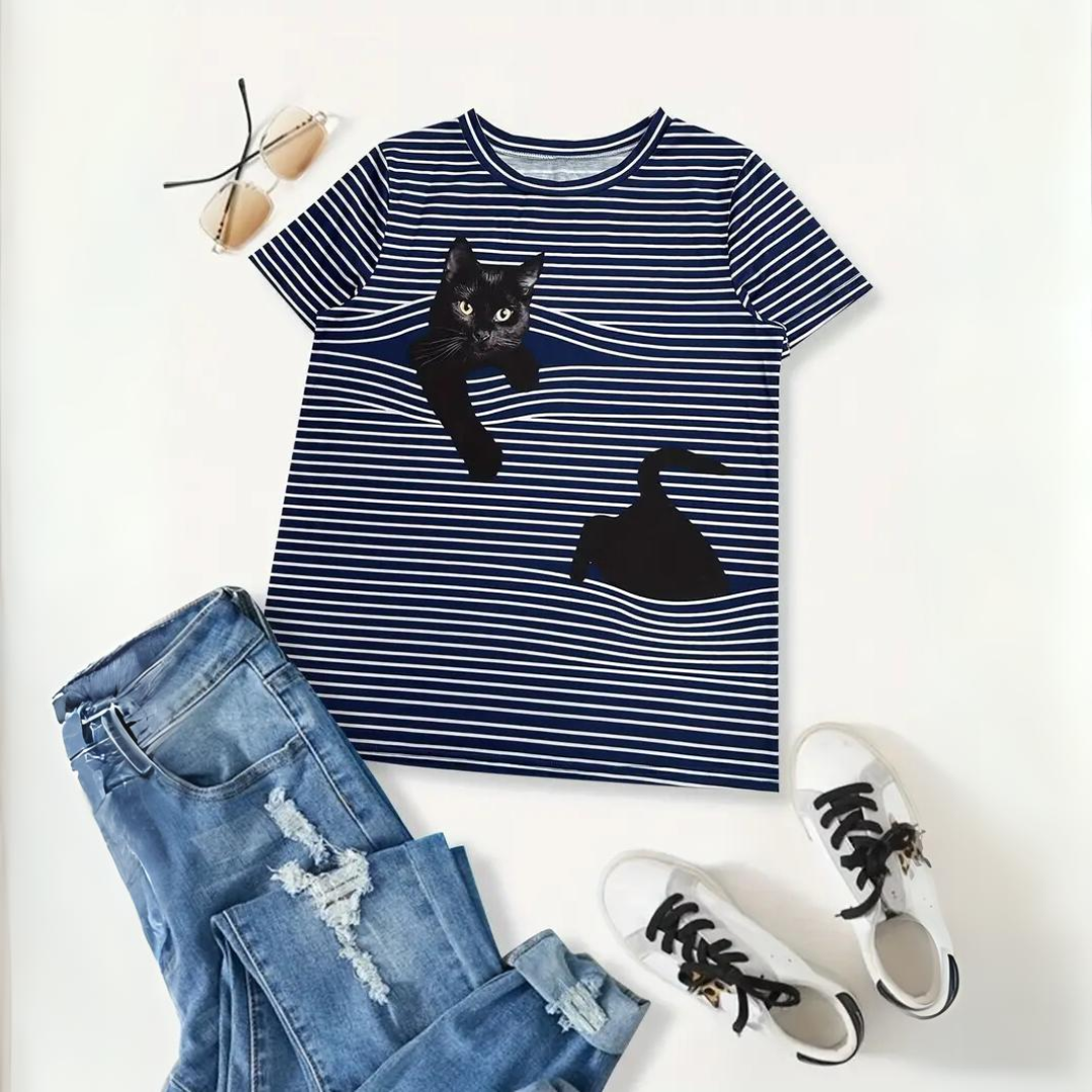 Mélie | Chemise à Imprimé Chat avec Confort Doux et Design Ludique pour Femmes